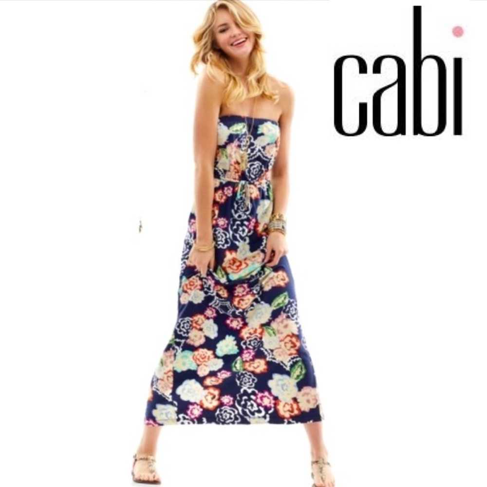 CAbi Floral Maxi Dress - Blue and Multicolor | Style #629 | Size Large